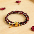 Buddha Stones Year Of The Horse Garnet Jade Fu Character Stability Double Wrap Bracelet