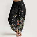 Buddha Stones Cotton Various Flowers Pattern Women's Elastic Waist Harem Pants