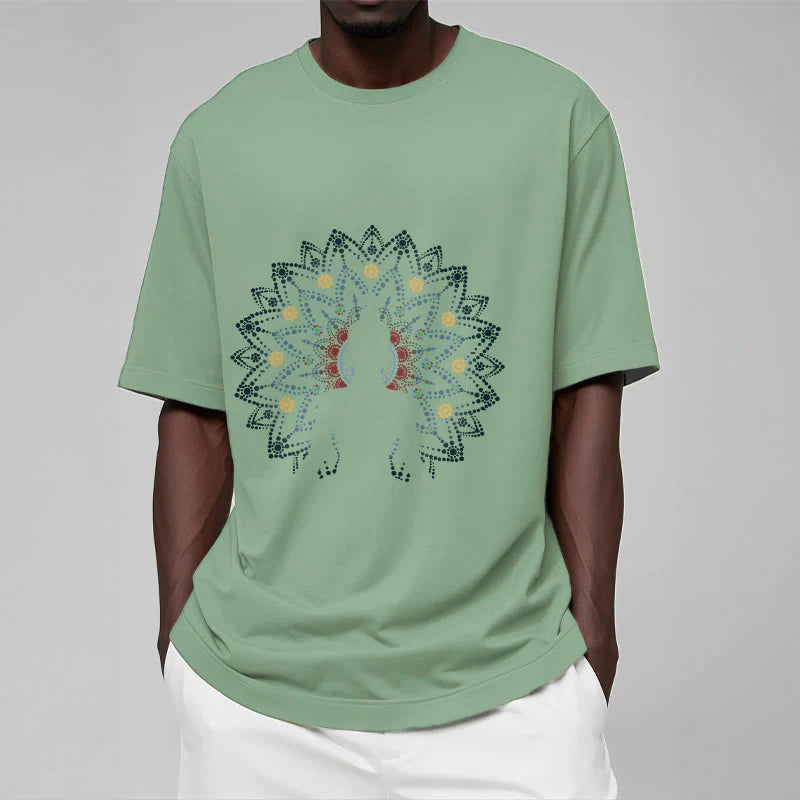 Buddha Stones Mandala Flower Seated Serene Buddha Pattern Tee T-shirt