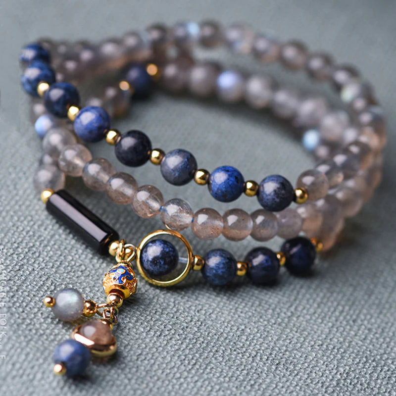 Buddha Stones Moonstone Lazurite Calm Healing Positive Bracelet
