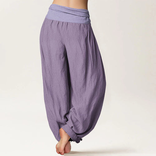 Buddha Stones Pure Cotton Plum Women's Elastic Waist Harem Pants