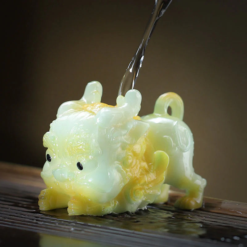 Buddha Stones Color Changing Small PiXiu Ingot Resin Tea Pet Wealth Home Figurine Decoration