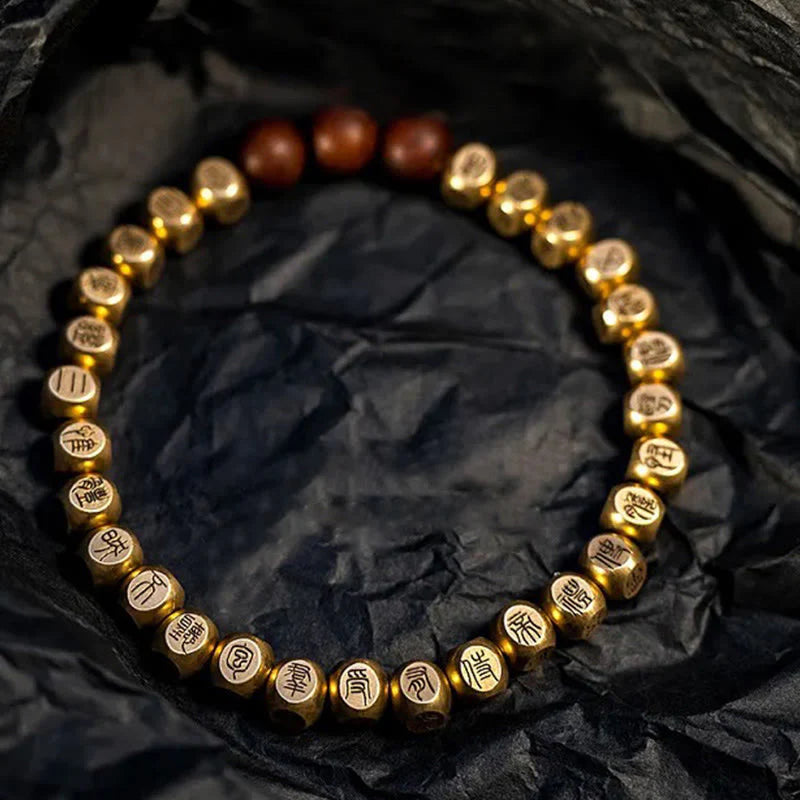 Buddha Stones Copper Brass Lightning Struck Jujube Wood Beads Wealth Bracelet