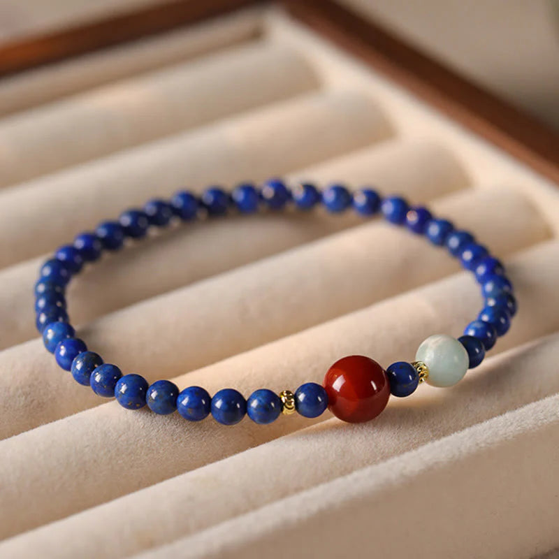 Buddha Stones Small Lazurite Agate Ultra-thin Beads Positive Bracelet