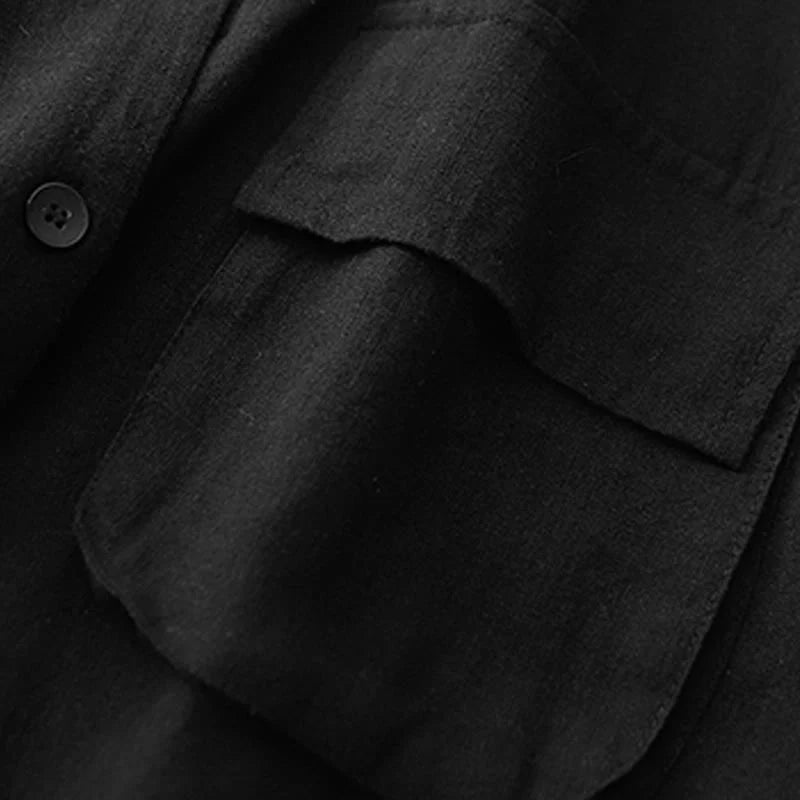 Buddha Stones Double‑Breasted Design Long Sleeve Women's Cotton Jacket With Pockets