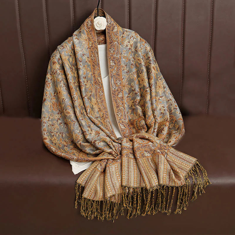 Buddha Stones Ethnic Daily Tibetan Paisley Pattern Tassel Cozy Scarf Shawl