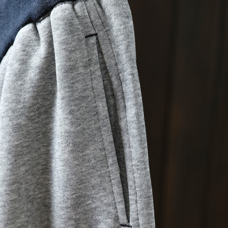 Buddha Stones Fall Solid Color-Blocked Women's Cotton Pants With Pockets