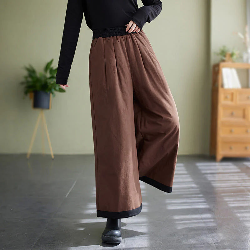 Buddha Stones Casual Plain Women's Wide Leg Pants With Pockets
