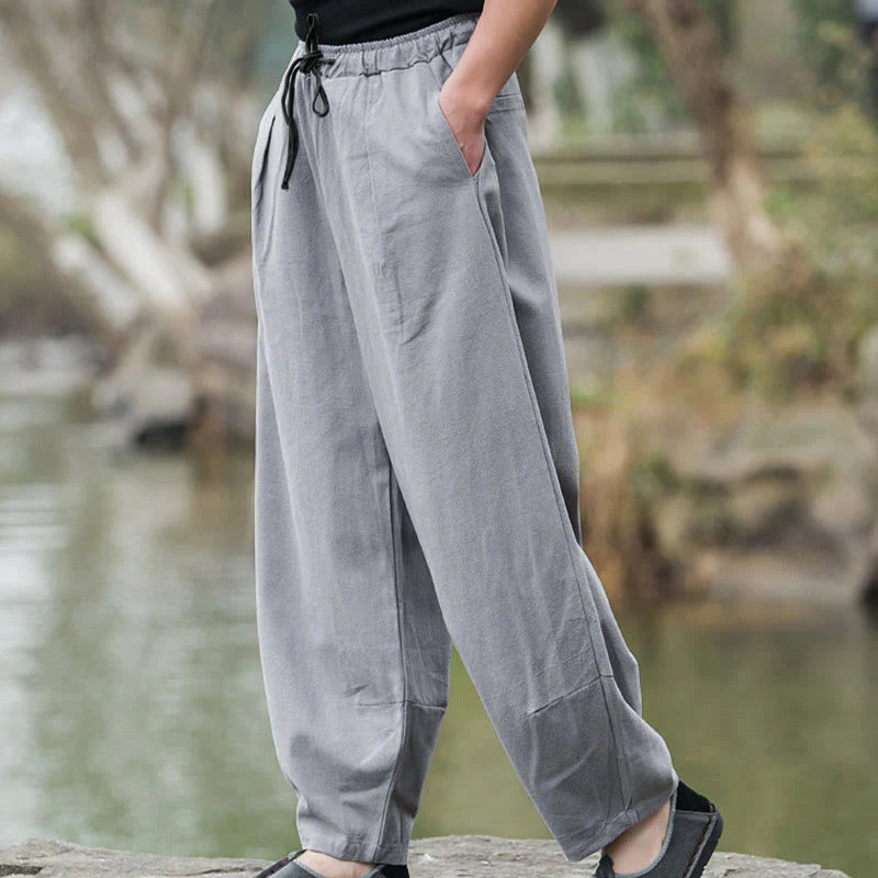 Buddha Stones Plain Casual Bloomer Men's Pants With Pockets
