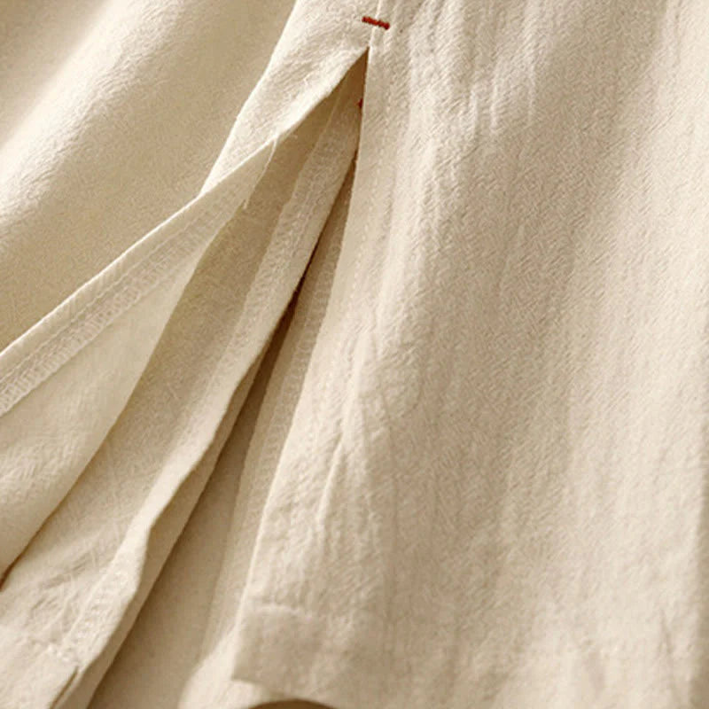 Buddha Stones Casual Simple Design Drawstring Split Cotton Linen Women's Wide Leg Pants With Pockets