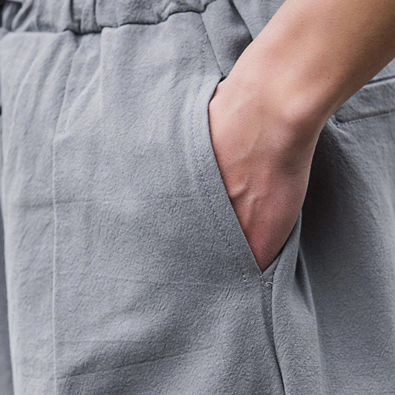 Buddha Stones Plain Casual Bloomer Men's Pants With Pockets