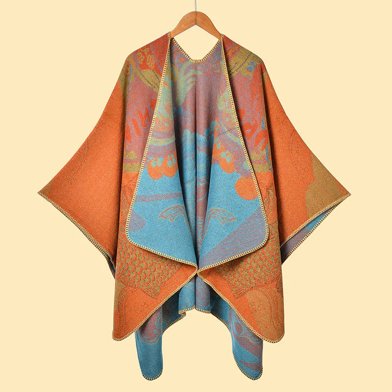 Buddha Stones Winter Koi Fish Waves Pattern Warm Cozy Scarf Shawl