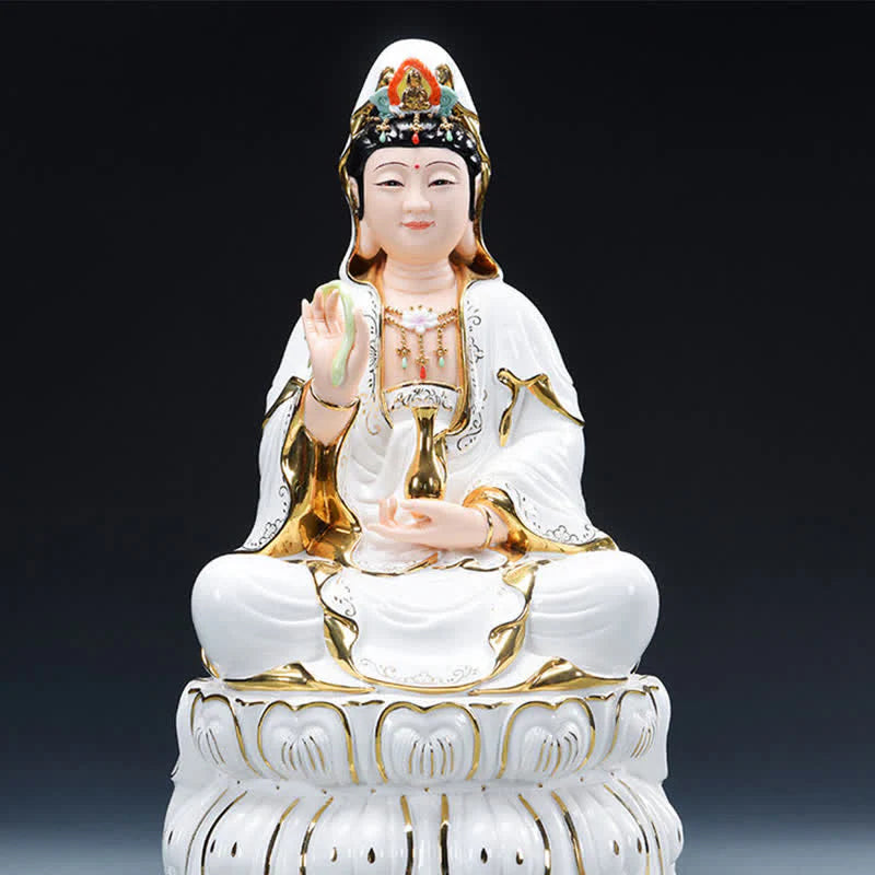 Buddha Stones Chenrezig Bodhisattva Avalokitesvara Success Ceramic Statue Home Decoration