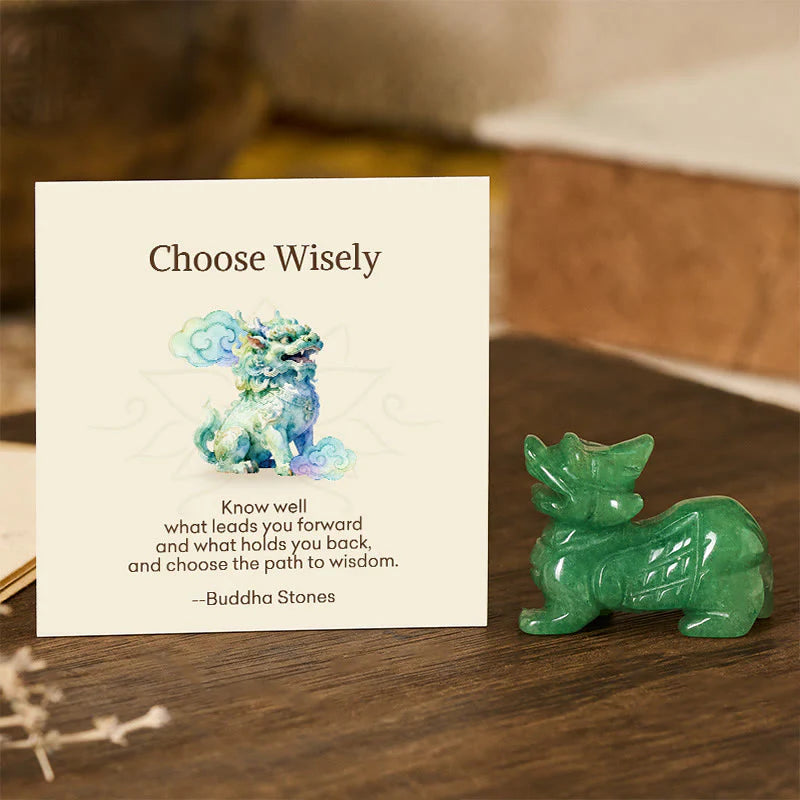 Buddha Stones Choose Wisely Natural Small PiXiu Green Aventurine Luck Decoration Includes Gift Message Card