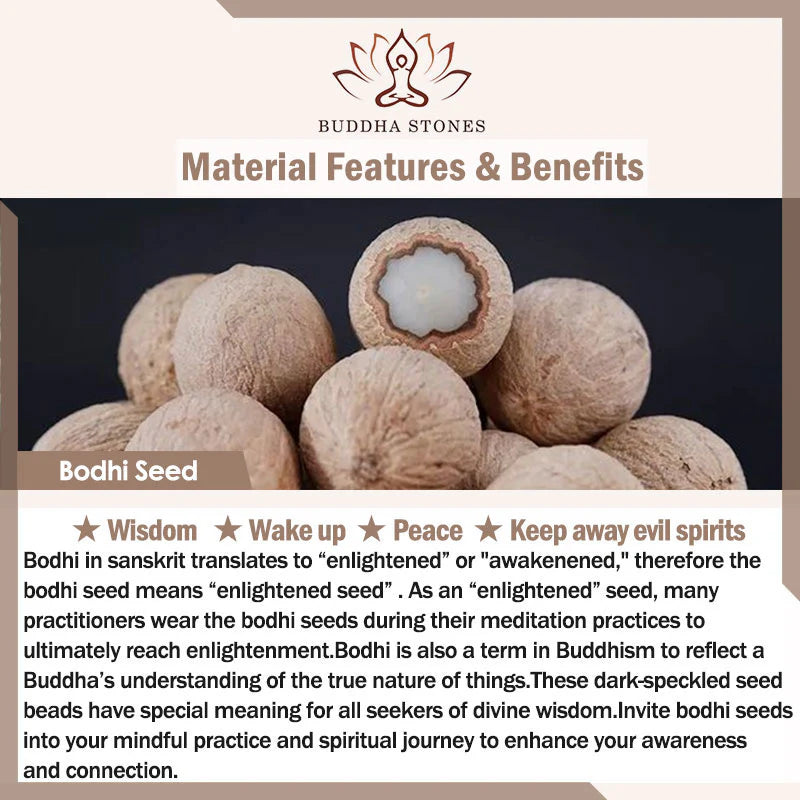 Buddha Stones Natural White Bodhi Seed Stone Wisdom Tassel Wrist Mala Bracelet
