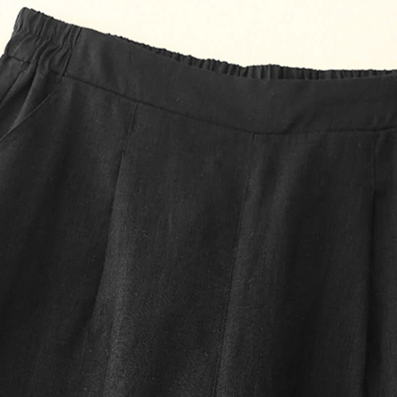 Buddha Stones Women's Spring Plain Simple 7-8 Length Cotton Pants With Pockets