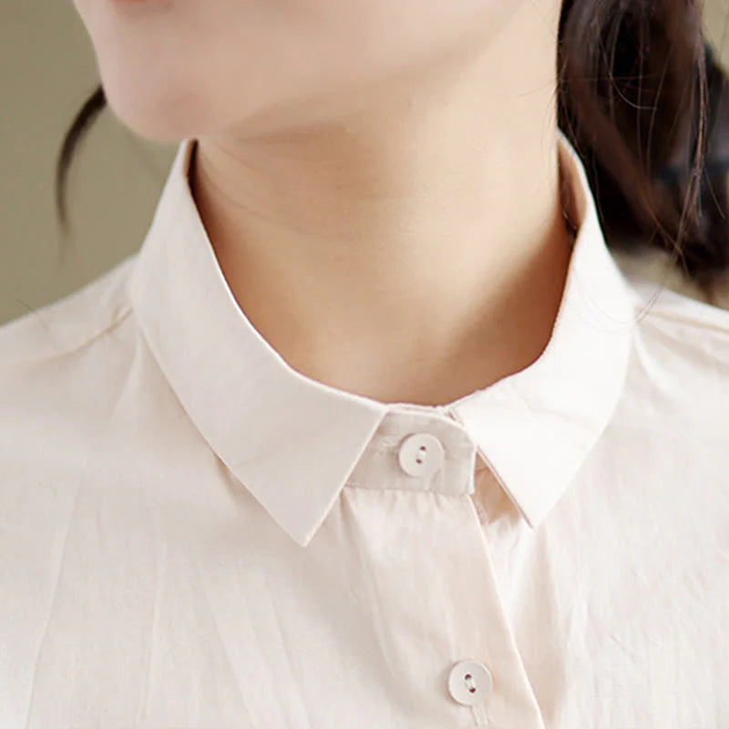Buddha Stones Casual Women's Embroidered Jellyfish Pattern Stand Collar Buttons Design Half Sleeve Cotton Shirt