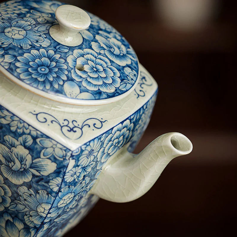 Buddha Stones Blue and White Porcelain Chinese Gongfu Tea Ceramic Kung Fu Teapot Cup Tea Filter Canister