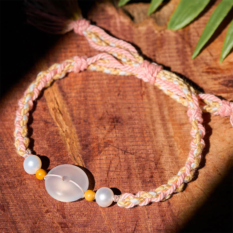 Buddha Stones Chalcedony Peace Buckle Positive Bracelet