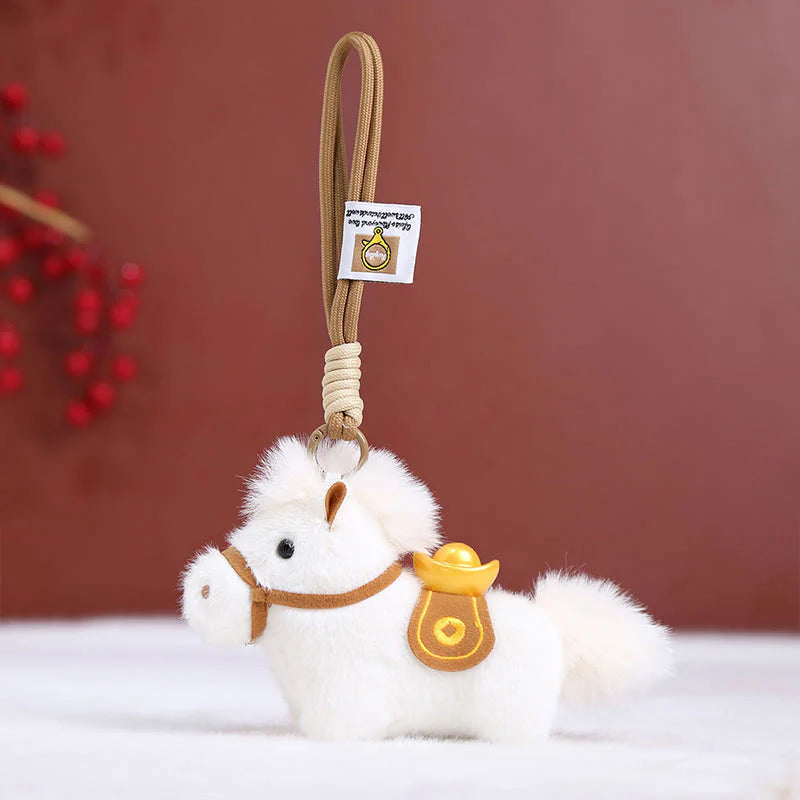 Buddha Stones Year Of The Horse Gold ingot Solid Color Plush Pony Hanging Decoration