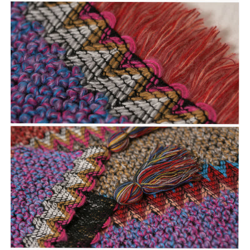 Buddha Stones Tibetan Shawl Warm Cloak Tibetan Tassel Scarf