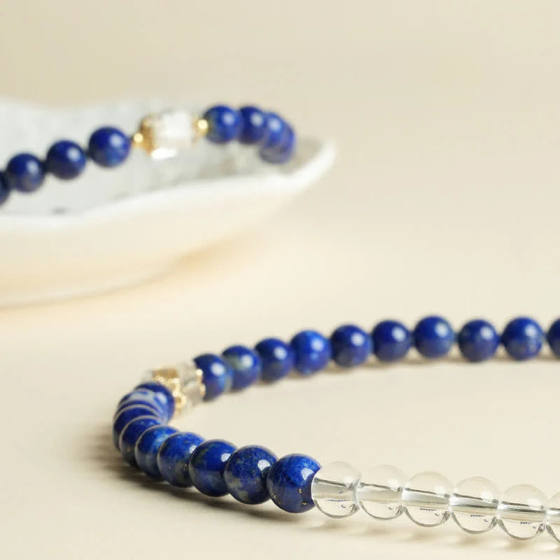 Buddha Stones Lapis Lazuli Clear Quartz Balance Beaded Bracelet