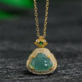 Buddha Stones Jade Laughing Buddha Prosperity Luck Necklace Pendant