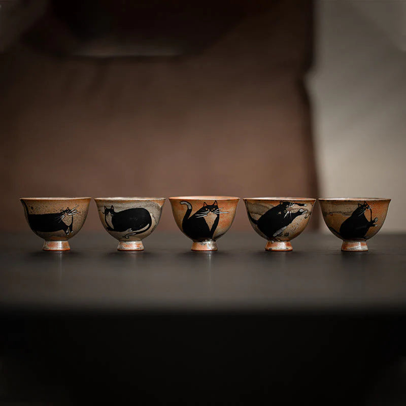 Buddha Stones Small Cute Cat Teacup Kung Fu Tea Cup 60ml