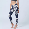 Buddha Stones Large White Petals Plants Pattern Print Gym Leggings Women's Yoga Pants