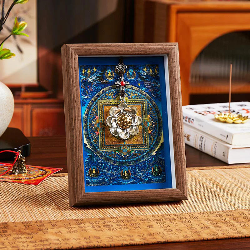 Buddha Stones Lotus Golden Ingot Thangka Photo Frame Ornament Home Decor