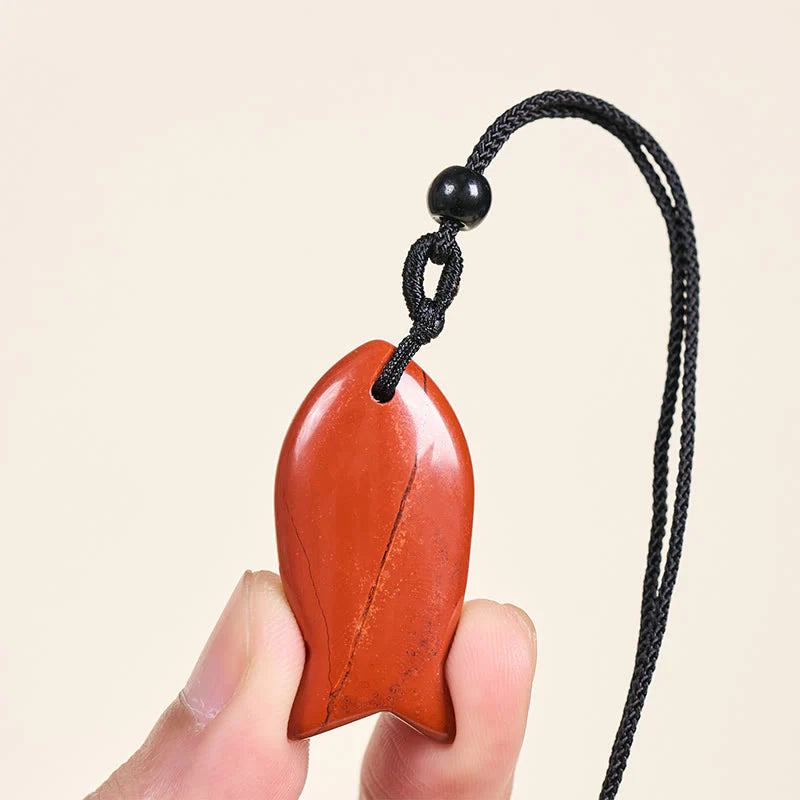 Buddha Stones Koi Fish Pink Crystal Indian Agate Amethyst Topaz Red Jasper Success Warmth Necklace Pendant