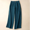 Buddha Stones Summer Casual Simple Design Linen Women's Wide Leg Pants With Zipper Pockets