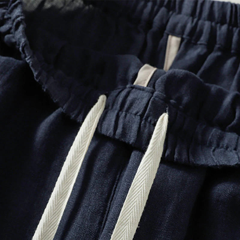 Buddha Stones Casual Plain Drawstring Design Women's Cotton 7-8 Length Pants With Pockets