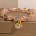 Buddha Stones Fu Character Peace Buckle Liuli Candy Agate Healing Bracelet