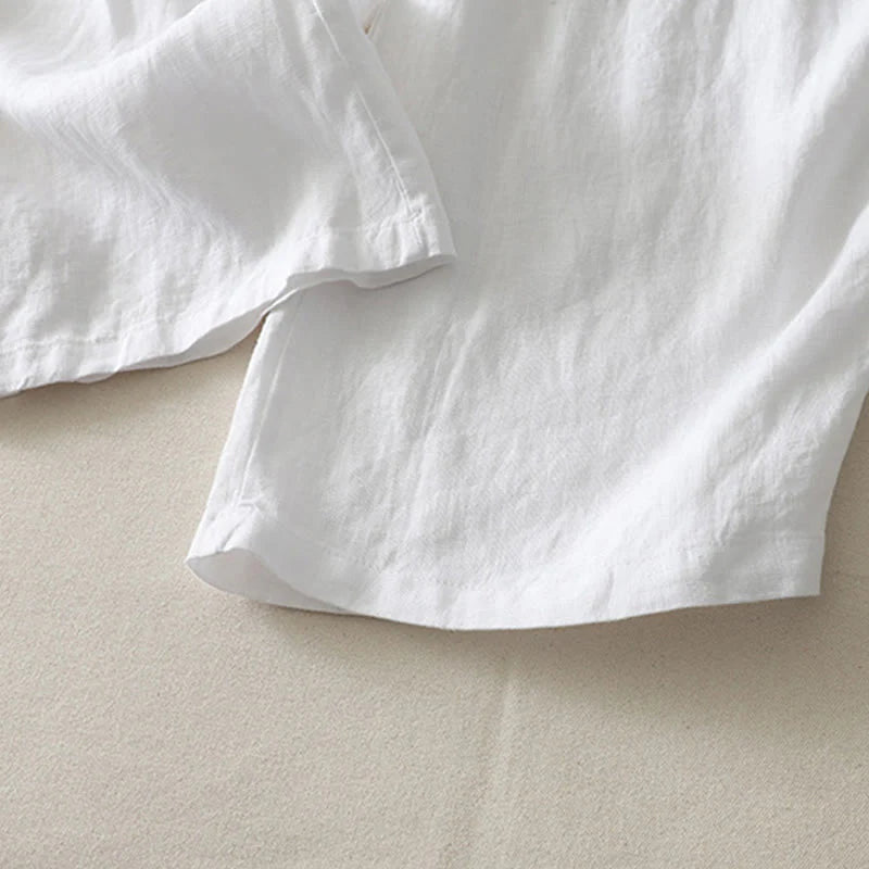 Buddha Stones Summer Daily Solid Color Elastic Waistband Design Women's Wide Leg Cotton Linen Pants With Pockets