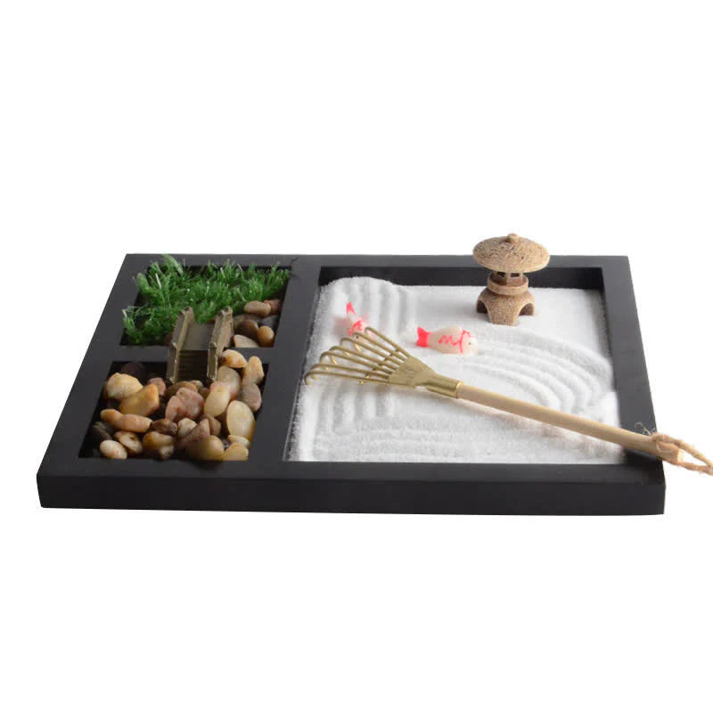 Buddha Stones Koi Fish Small Bridge Calm Peace Meditation Zen Garden Decoration