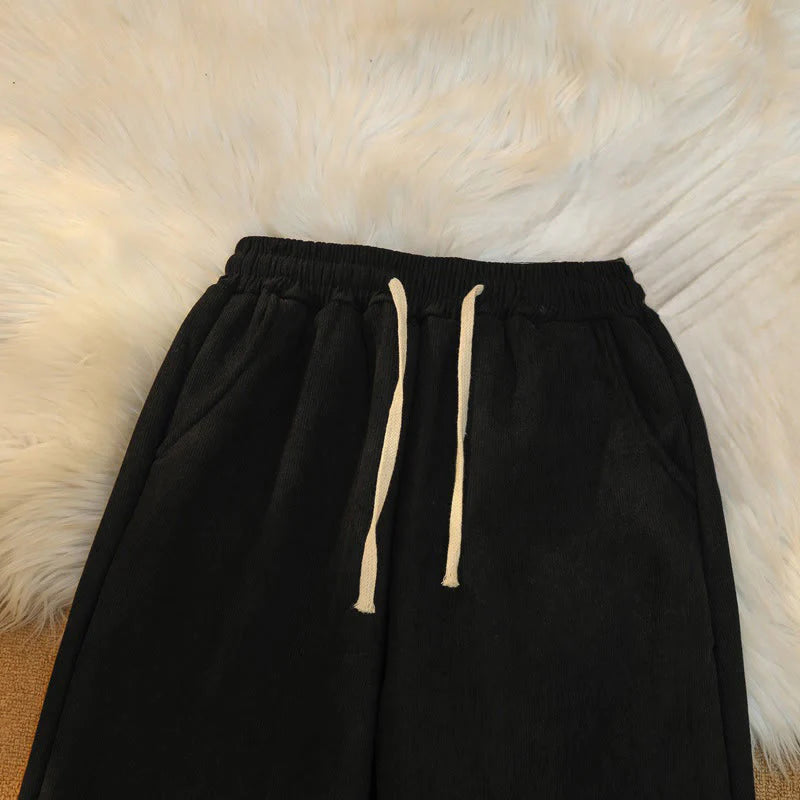 Buddha Stones Women's Patchwork Cotton Corduroy Fleece-Lined Wide Leg Pants With Pockets