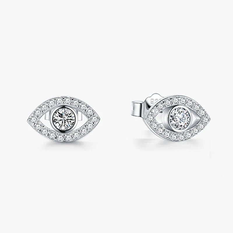 Buddha Stones 925 Sterling Silver Evil Eye Symbol Protection Stud Earrings