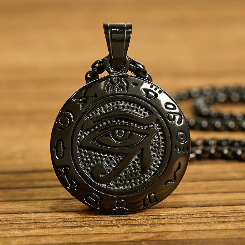 Buddha Stones Titanium Steel Evil Eye Balance Necklace Pendants