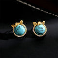 Buddha Stones Horse-Ear Shaped Copper Turquoise Balance Earrings
