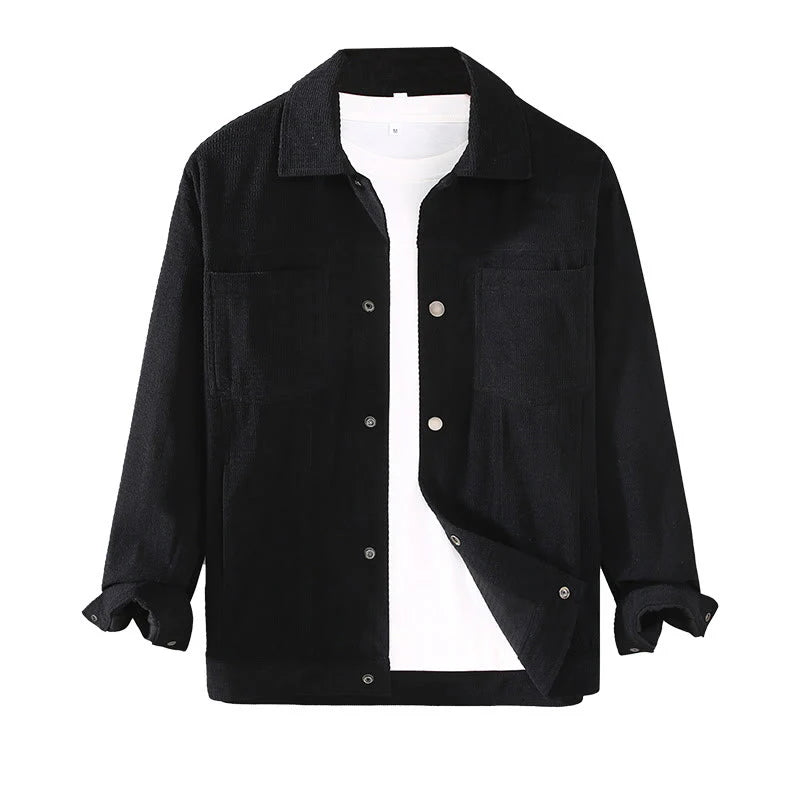 Buddha Stones Commute Lapel Design Buttons Men's Long Sleeve Jacket With Pockets