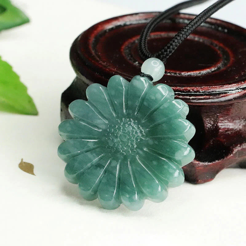 Buddha Stones Sunflower Jade Abundance Necklace Pendants
