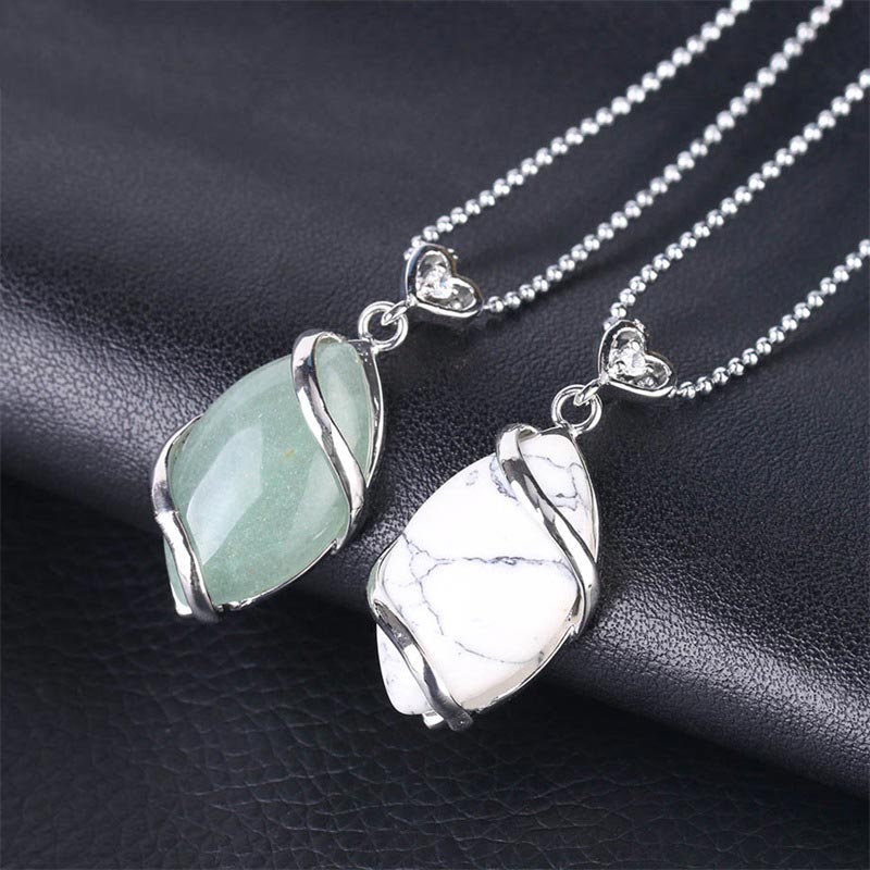 Buddha Stones Marquise Pattern Natural Crystal Stone Charm Necklace Pendant (Extra 35% Off | USE CODE: FS35)