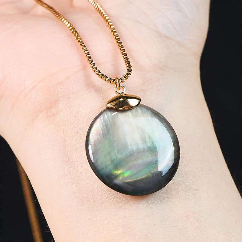 Buddha Stones Round Tridacna Stone Calm Necklace Pendant