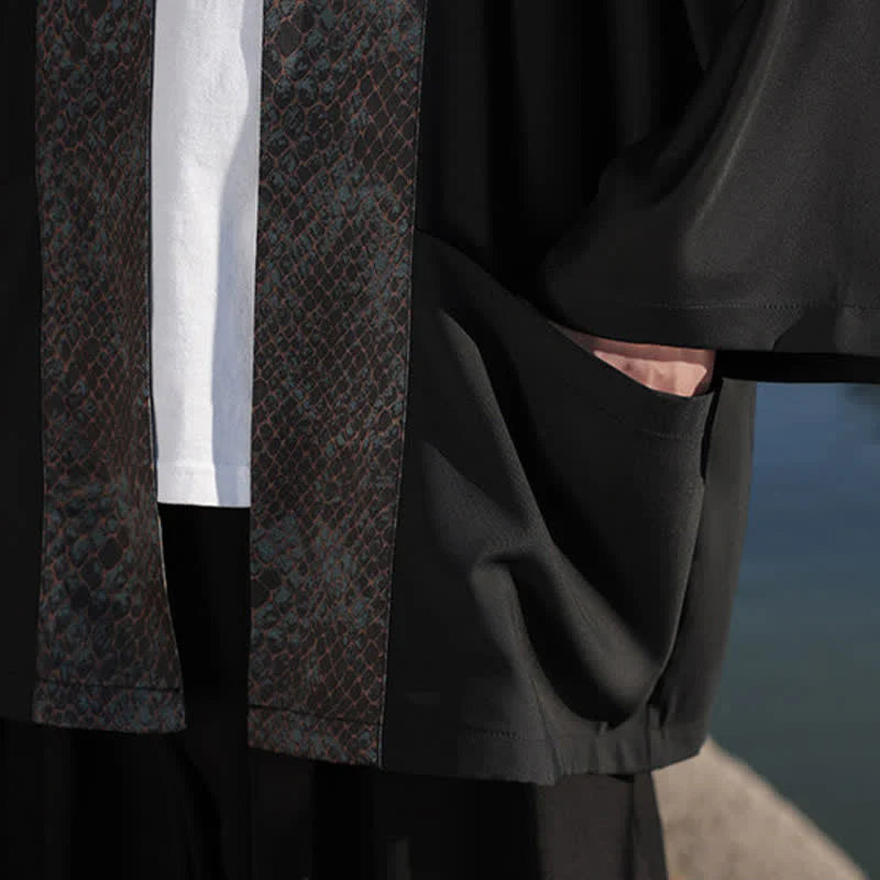 Buddha Stones Summer Casual Zen Lapel Collar Men's Elbow-Length Sleeve Kimono