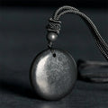 Buddha Stones Geometric Round Authentic Shungite Stone Rope Inner Strength Necklace Pendant