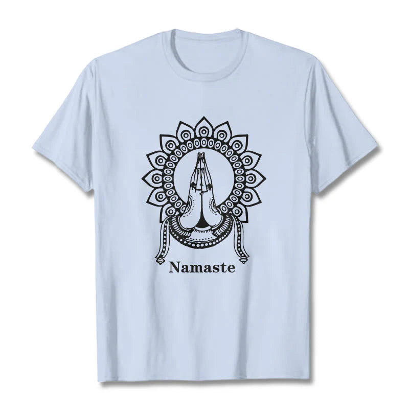 Buddha Stones Namaste Gesture Mandala Pattern Tee T-shirt