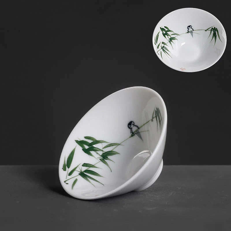 Buddha Stones Vintage Plum Orchid Bamboo Chrysanthemum Lotus Koi Fish Ceramic Teacup Kung Fu Tea Cups