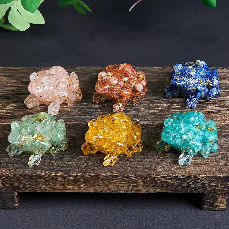 Buddha Stones Crystal Drip Resin Small Frog Passion Decoration Statue