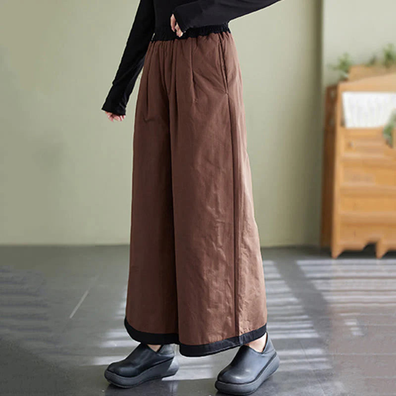 Buddha Stones Casual Plain Women's Wide Leg Pants With Pockets